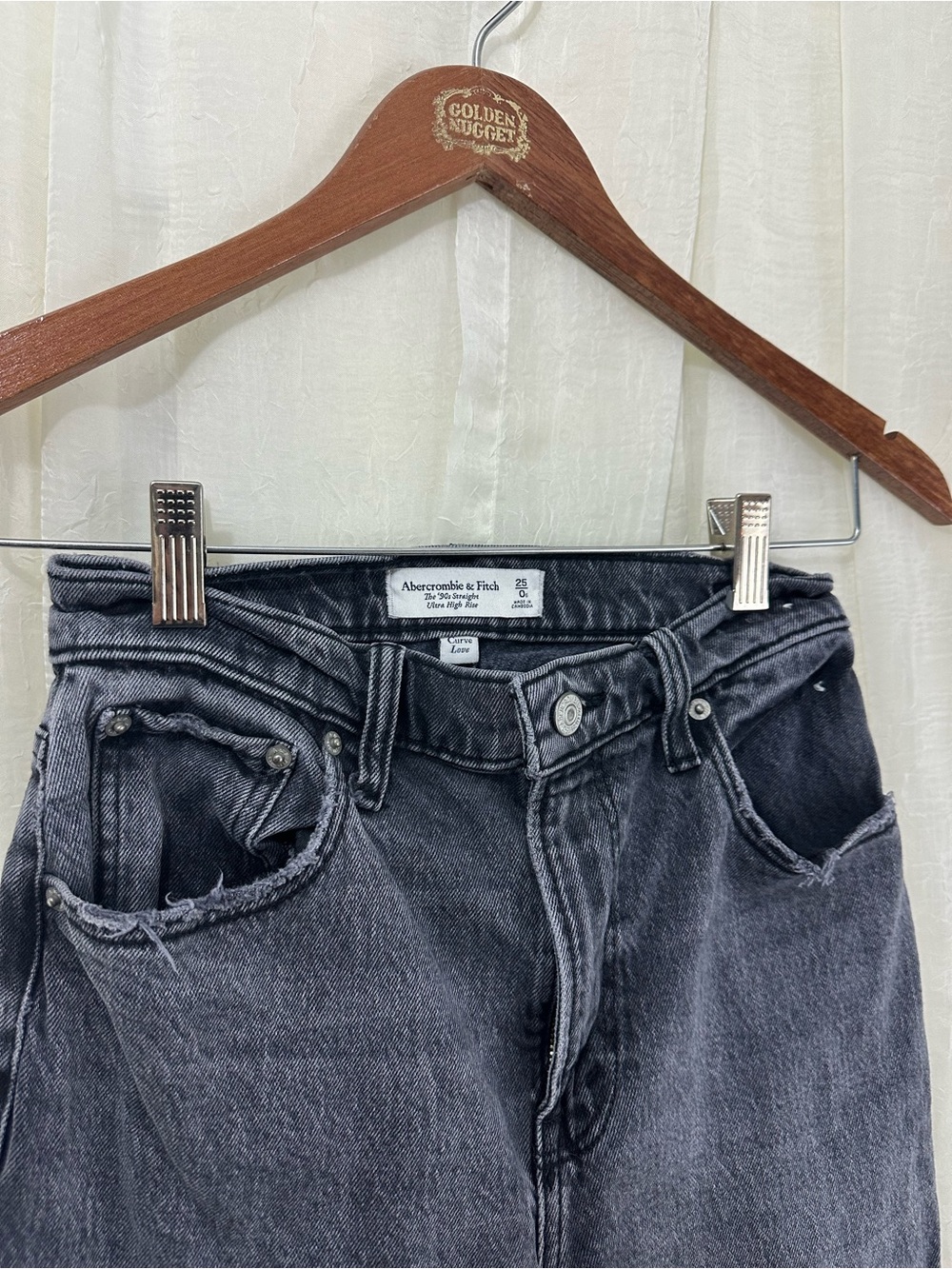 Abercrombie & Fitch Ultra High-Rise Straight Jeans in Charcoal Gray - Picture 2 of 5
